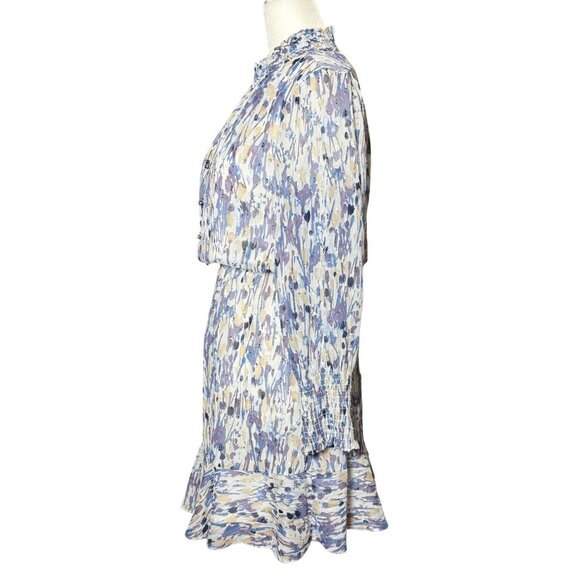 NEW White House Black Market Abstract Floral Dress Blouson Boho 6P White Purple - Picture 4 of 16